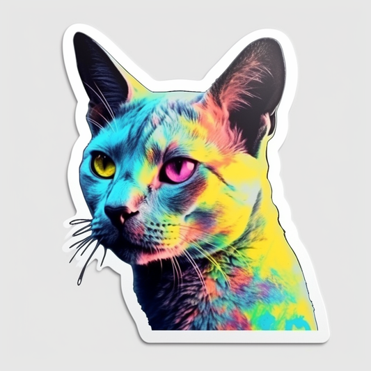 Burmese Cat modern neon graffiti Vinyl Decal Sticker for Car, Laptop, Tumbler and more # F010726