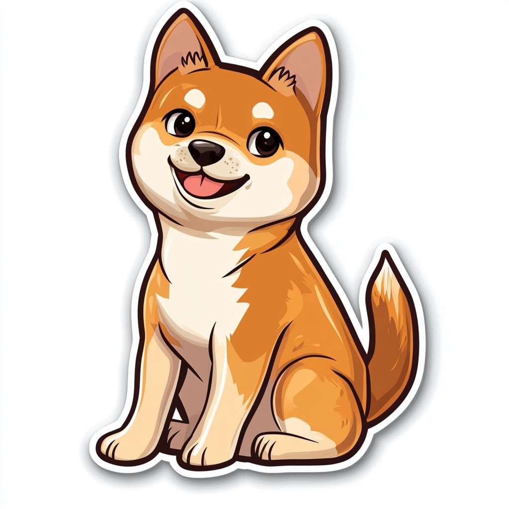 Shiba Inu sticker cartoon style Expressive surreal Vinyl Decal Sticker for Car, Laptop, Tumbler and more # F025844