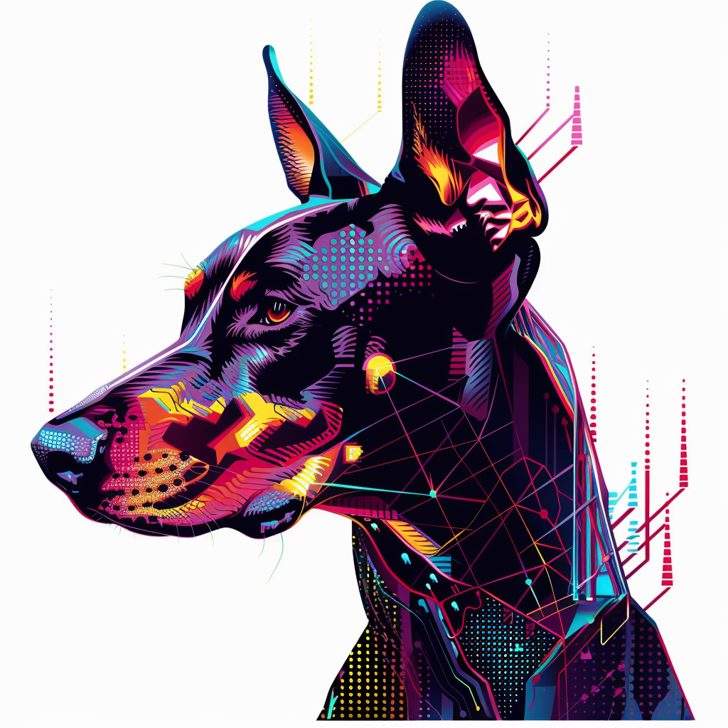 Doberman Pinscher Dog cyber punk Expressive surreal Vinyl Decal Sticker for Car, Laptop, Tumbler and more # F019408
