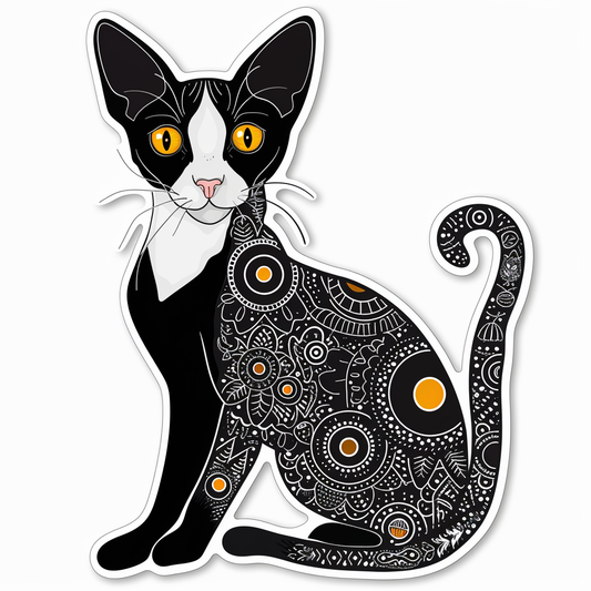 Adorable Cornish Rex Cat Expressive surreal Vinyl Decal Sticker for Car, Laptop, Tumbler and more # F021394-4" x 4"
