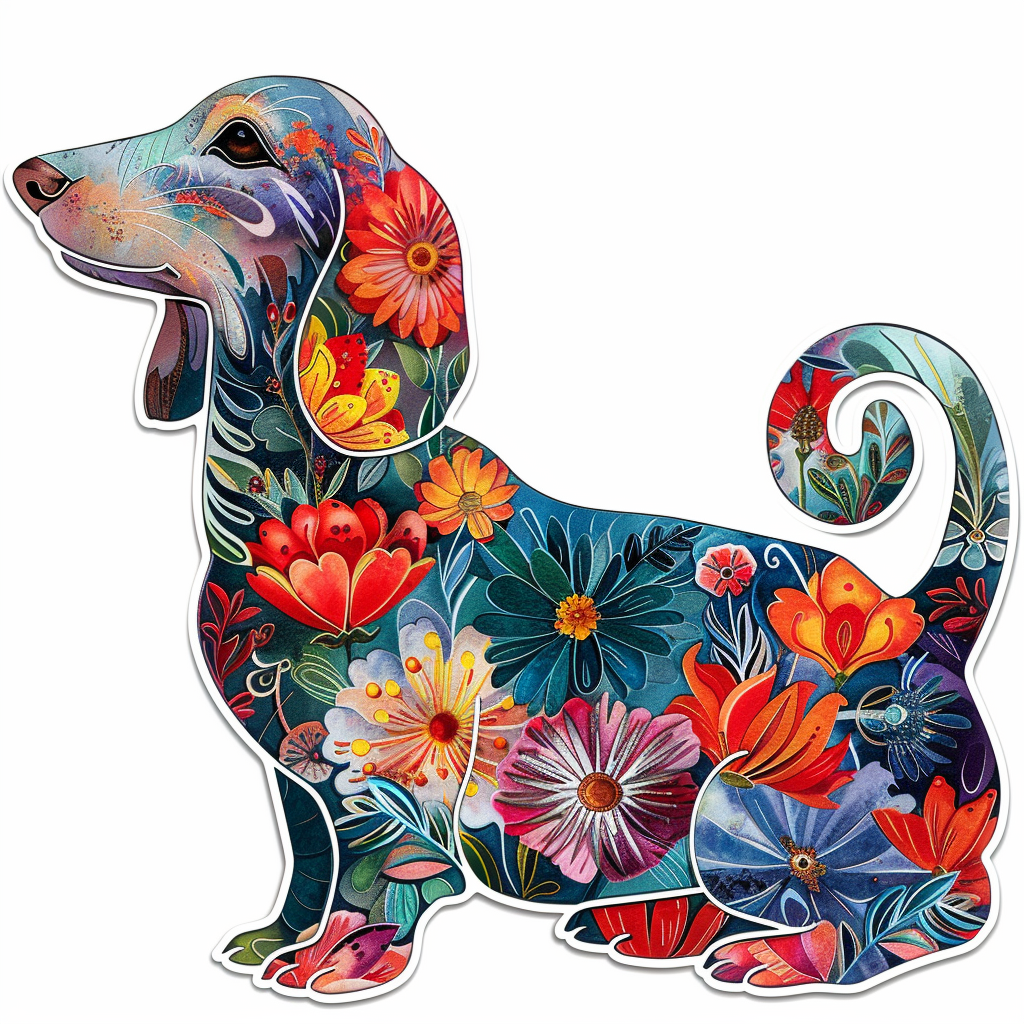 Dachshund Dog floral Vinyl Decal Sticker for Car, Laptop, Tumbler and more # F013121