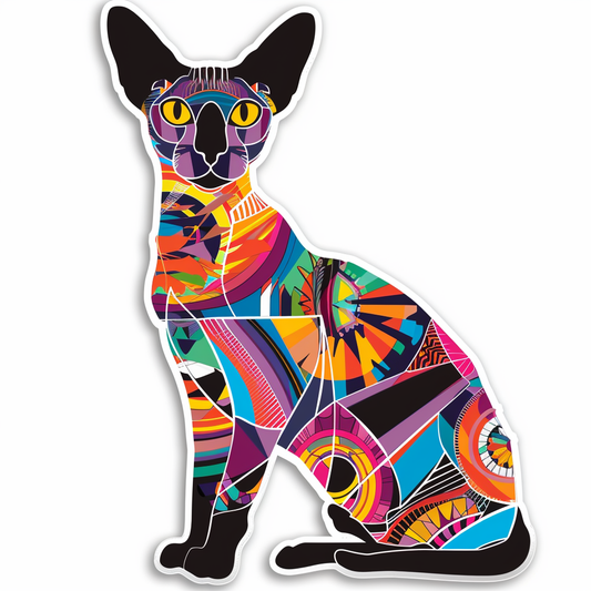 Adorable Cornish Rex Cat Expressive surreal Vinyl Decal Sticker for Car, Laptop, Tumbler and more # F021507-4" x 4"