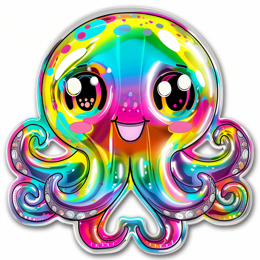 Sticker of a Octopus heartcore texture Expressive surreal Vinyl Decal Sticker for Car, Laptop, Tumbler and more # F015791