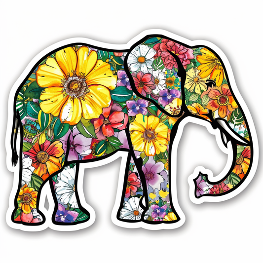 Elephant Expressive surreal Vinyl Decal Sticker for Car, Laptop, Tumbler and more # F022266-4" x 4"