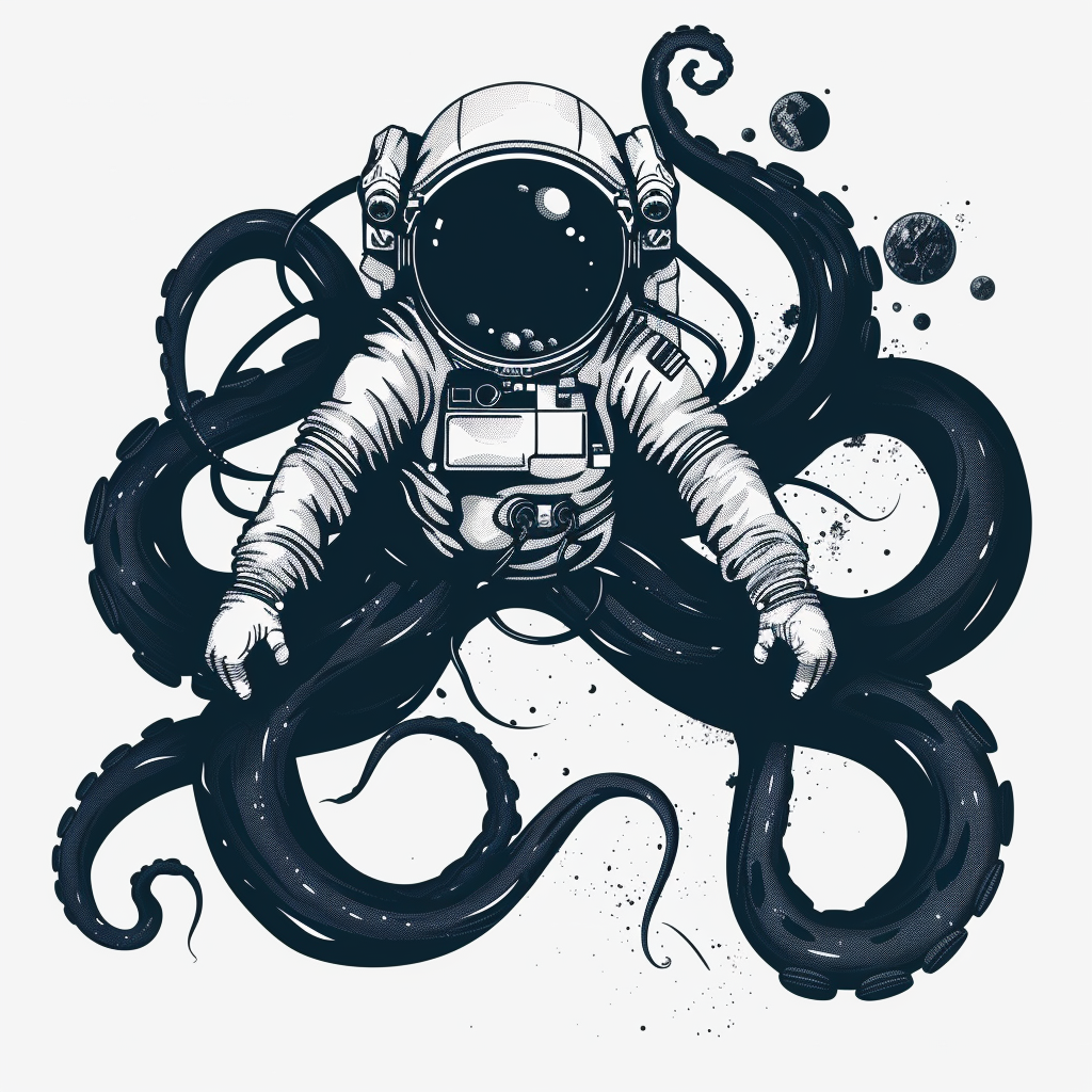 Sticker of an Octopus astronaut majestic Expressive surreal Vinyl Decal Sticker for Car, Laptop, Tumbler and more # F015413