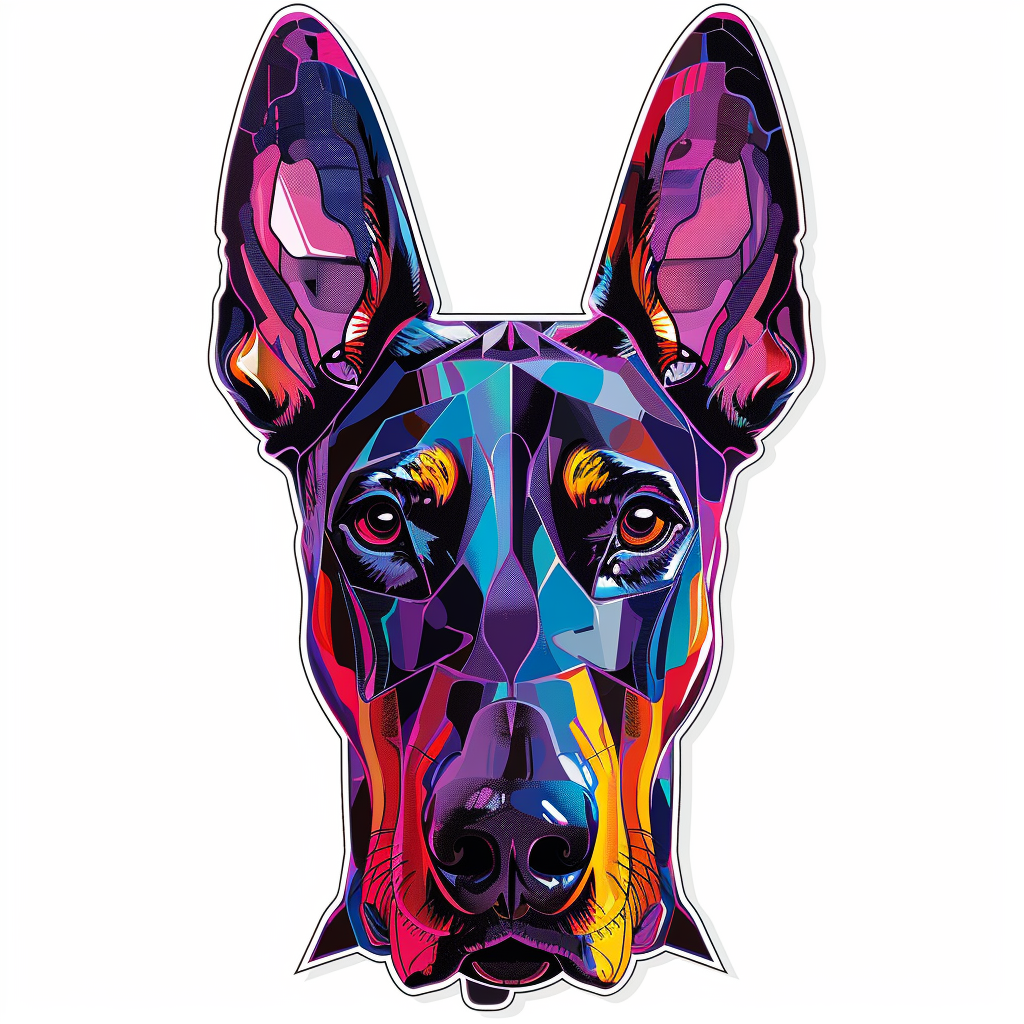 Doberman Pinscher Dog cyber punk Expressive surreal Vinyl Decal Sticker for Car, Laptop, Tumbler and more # F019411-4" x 4"