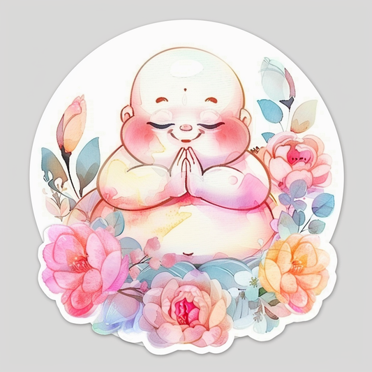 Sticker of an Adorable Buddha Expressive surreal Vinyl Decal Sticker for Car, Laptop, Tumbler and more # F017184