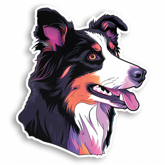 Border Collie Dog majestic Expressive surreal Vinyl Decal Sticker for Car, Laptop, Tumbler and more # F021821-4" x 4"