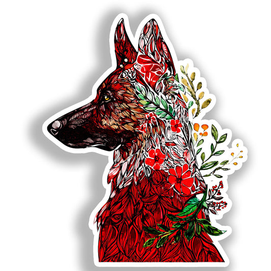 German Shepherd Dog Vinyl Decal Sticker for Car, Laptop, Tumbler and more # A019575-4" x 4"