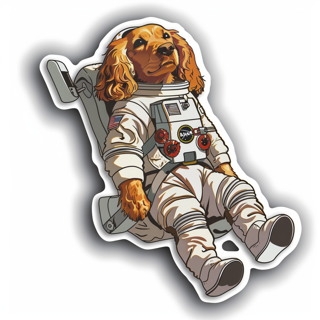 Sticker of a Cocker Spaniel Dog astronaut majestic Expressive surreal Vinyl Decal Sticker for Car, Laptop, Tumbler and more # F020178
