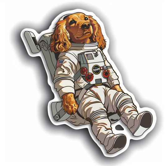 Sticker of a Cocker Spaniel Dog astronaut majestic Expressive surreal Vinyl Decal Sticker for Car, Laptop, Tumbler and more # F020178