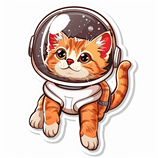 Abyssinian Cat astronaut majestic Expressive surreal Vinyl Decal Sticker for Car, Laptop, Tumbler and more # F021307-4" x 4"
