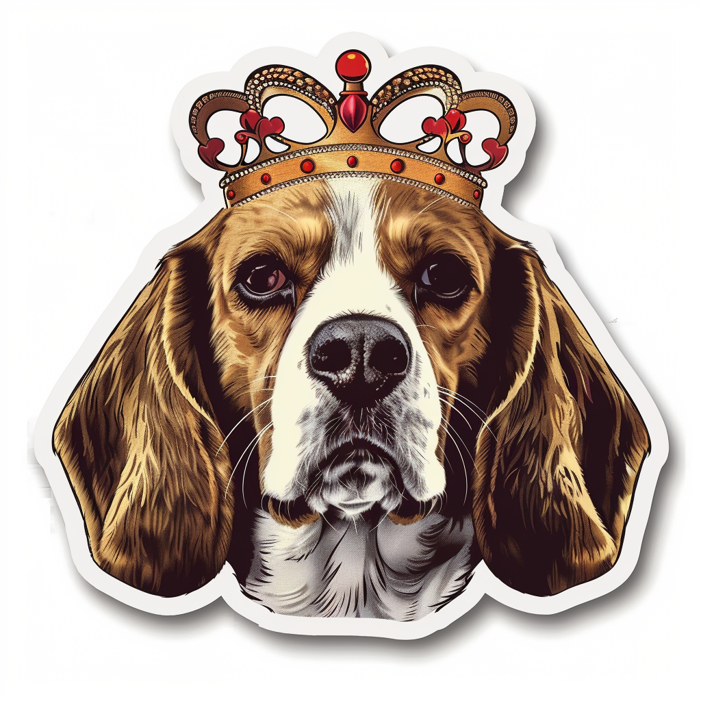 Beagle dog crowned Vinyl Decal Sticker for Car, Laptop, Tumbler and more # F011886