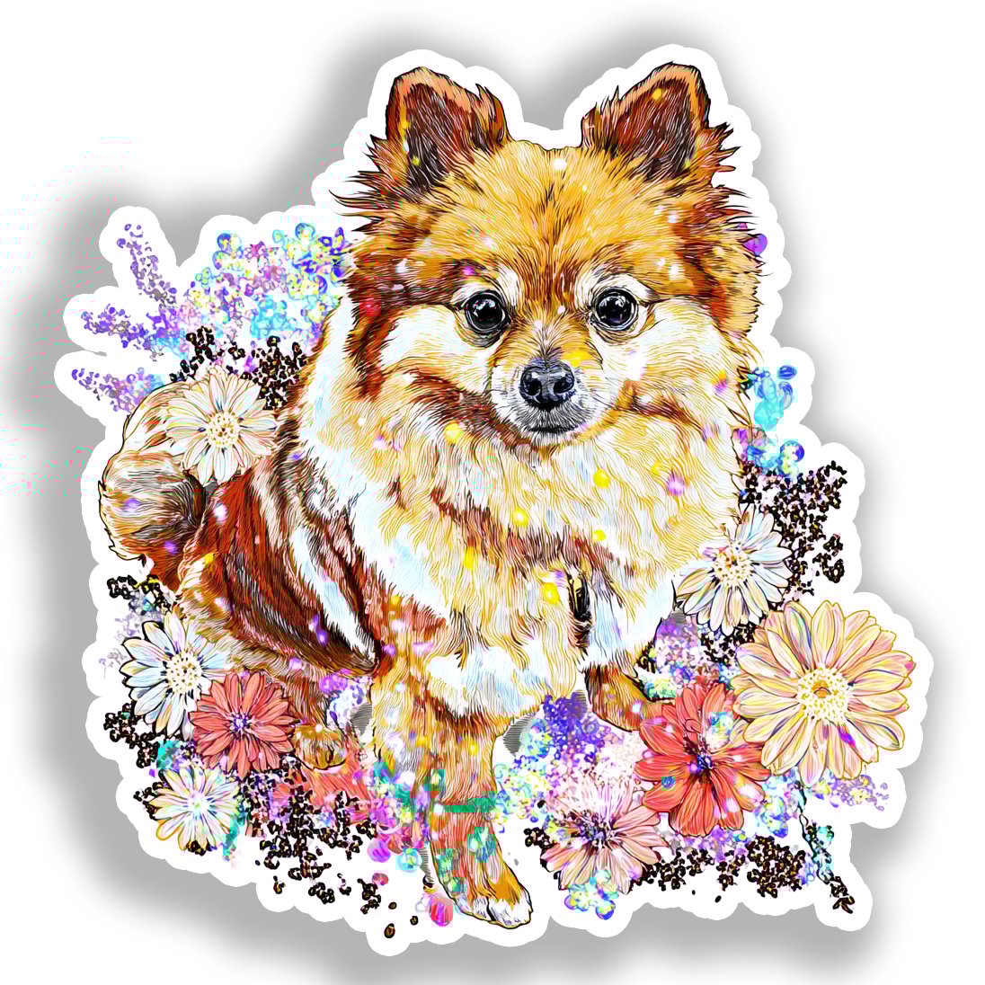 Pomeranian Dog Vinyl Decal Sticker for Car, Laptop, Tumbler and more # A017366-4" x 4"