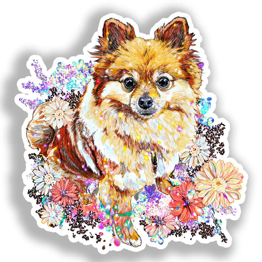 Pomeranian Dog Vinyl Decal Sticker for Car, Laptop, Tumbler and more # A017366-4" x 4"