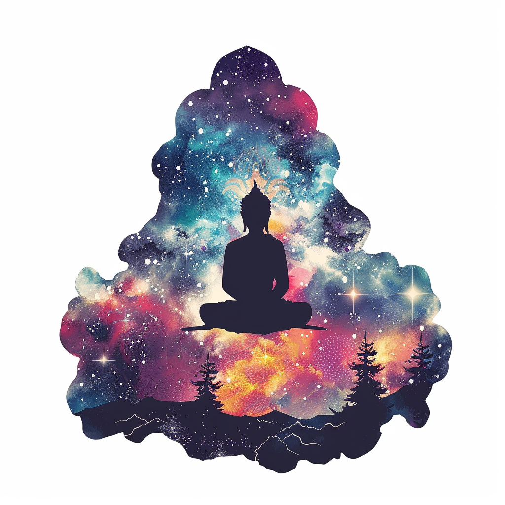 Buddha galaxy majestic Expressive surreal Vinyl Decal Sticker for Car, Laptop, Tumbler and more # F017072