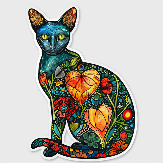 Adorable Cornish Rex Cat Expressive surreal Vinyl Decal Sticker for Car, Laptop, Tumbler and more # F021539-4" x 4"