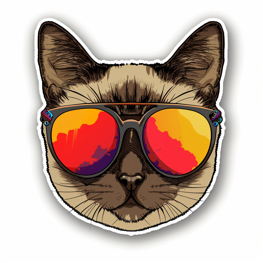 Burmese Cat wearing sunglasses Vinyl Decal Sticker for Car, Laptop, Tumbler and more # F010973