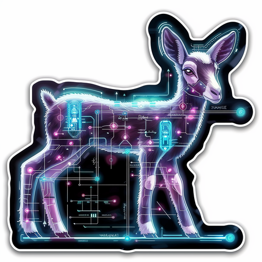 Goat cyber punk majestic Expressive surreal Vinyl Decal Sticker for Car, Laptop, Tumbler and more # F020605-4" x 4"
