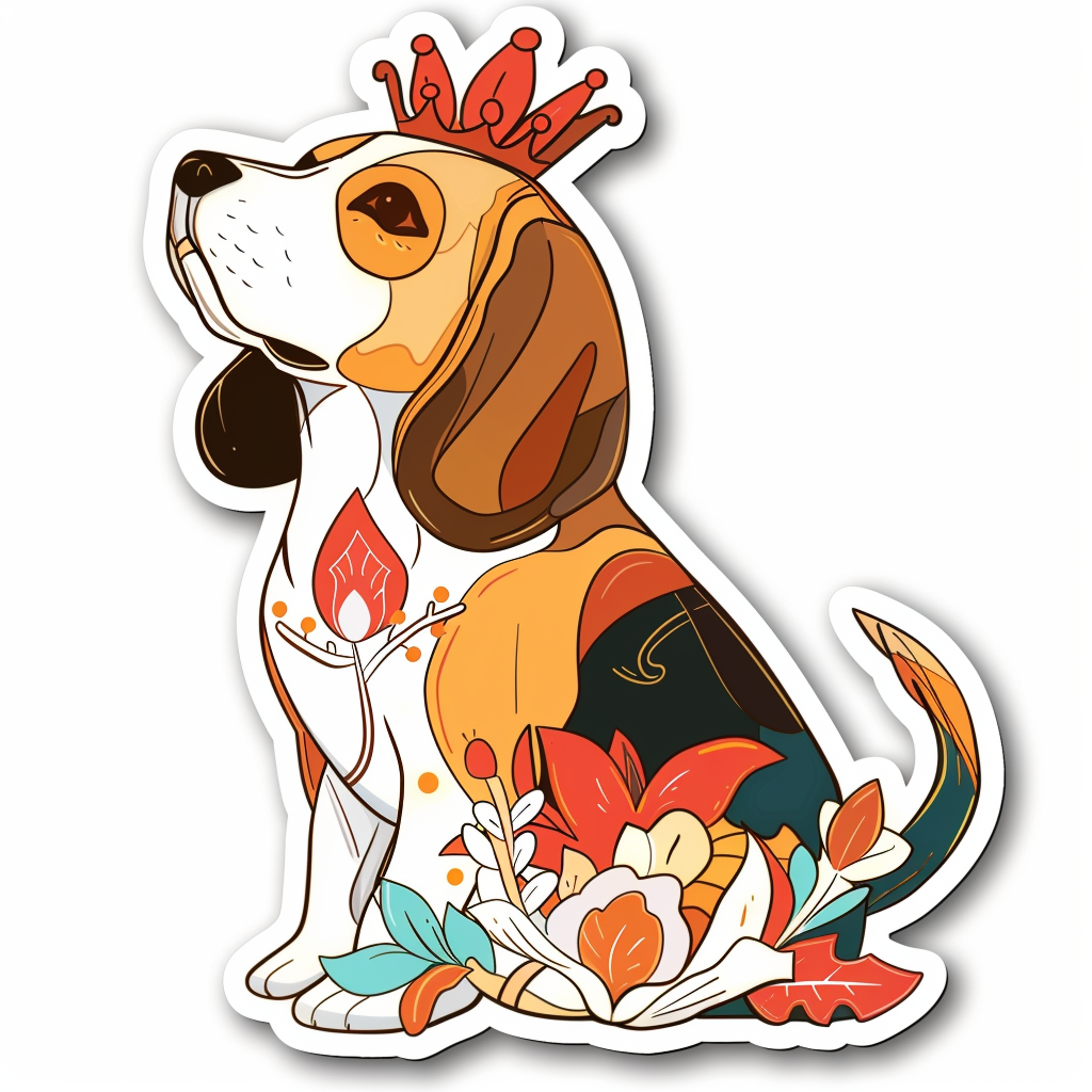 Beagle dog crowned Vinyl Decal Sticker for Car, Laptop, Tumbler and more # F011900