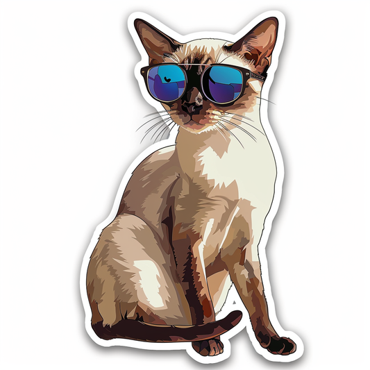 Burmese Cat wearing sunglasses Vinyl Decal Sticker for Car, Laptop, Tumbler and more # F010701