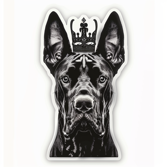 Great Dane Dog crowned majestic Expressive surreal Vinyl Decal Sticker for Car, Laptop, Tumbler and more # F017813
