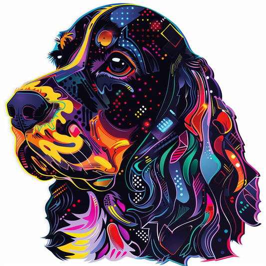 Cocker Spaniel Dog cyber punk Expressive surreal Vinyl Decal Sticker for Car, Laptop, Tumbler and more # F020058-4" x 4"
