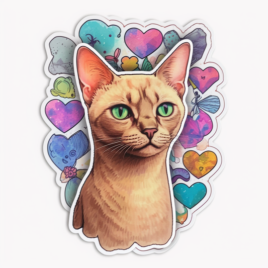 Burmese Cat Heartcore Vinyl Decal Sticker for Car, Laptop, Tumbler and more # F010713