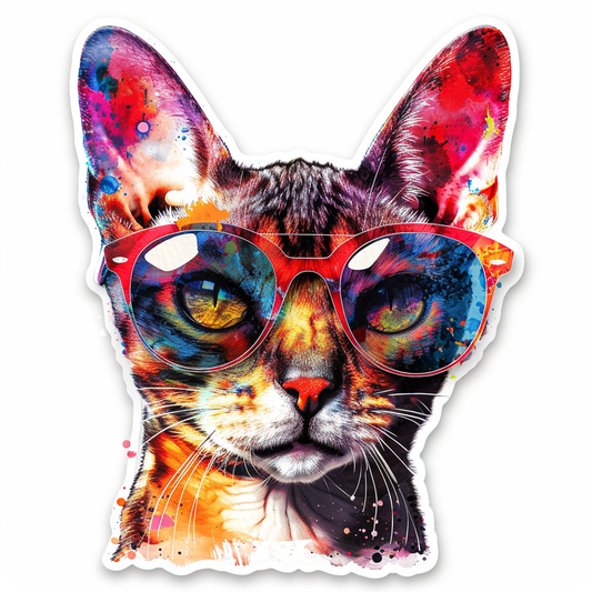 Abyssinian Cat astronaut majestic Expressive surreal Vinyl Decal Sticker for Car, Laptop, Tumbler and more # F020992-4" x 4"