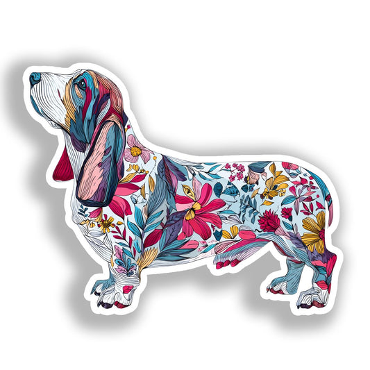 Basset Hound Dog Vinyl Decal Sticker for Car, Laptop, Tumbler and more # A018701-4" x 4"