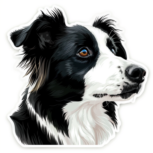 Border Collie Dog majestic Expressive surreal Vinyl Decal Sticker for Car, Laptop, Tumbler and more # F021719-4" x 4"