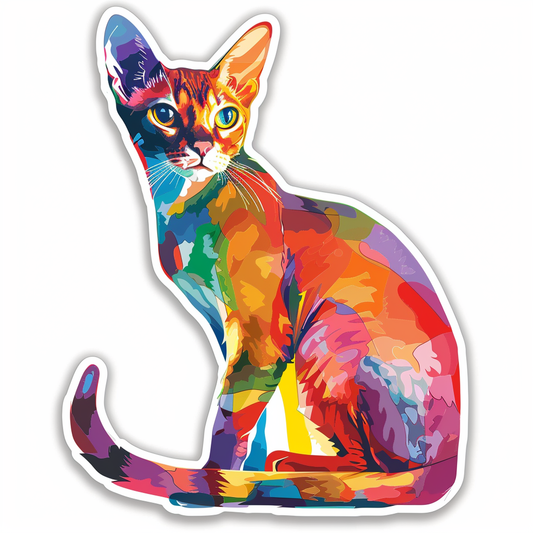 Abyssinian Cat astronaut majestic Expressive surreal Vinyl Decal Sticker for Car, Laptop, Tumbler and more # F021121-4" x 4"