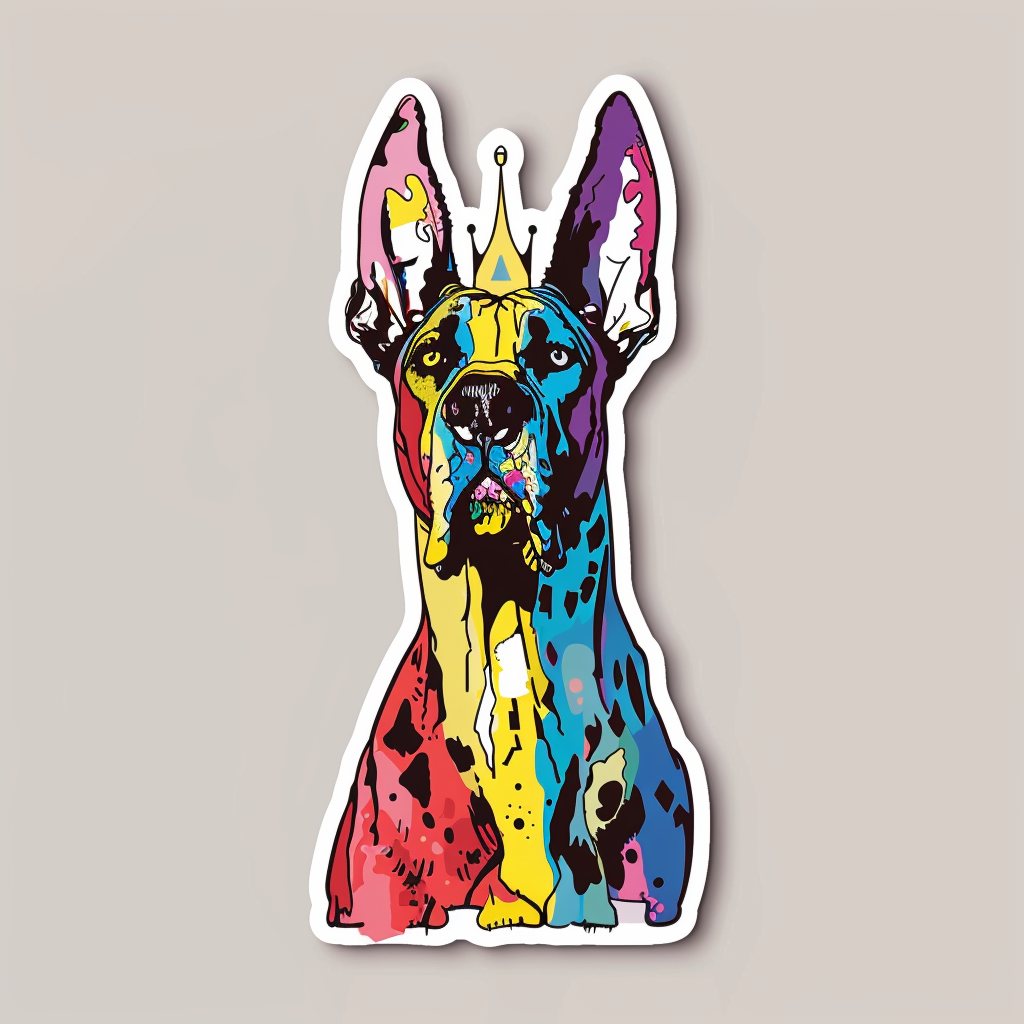 Great Dane Dog crowned majestic Expressive surreal Vinyl Decal Sticker for Car, Laptop, Tumbler and more # F017823