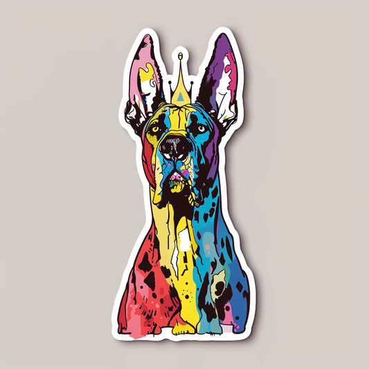 Great Dane Dog crowned majestic Expressive surreal Vinyl Decal Sticker for Car, Laptop, Tumbler and more # F017823