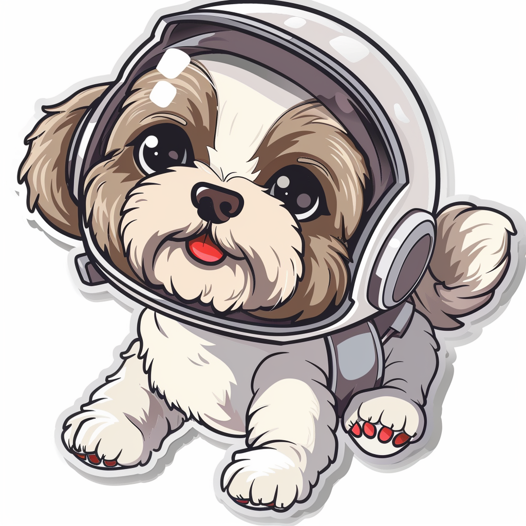Adorable Shih Tzu Dog Expressive surreal Vinyl Decal Sticker for Car, Laptop, Tumbler and more # F018182
