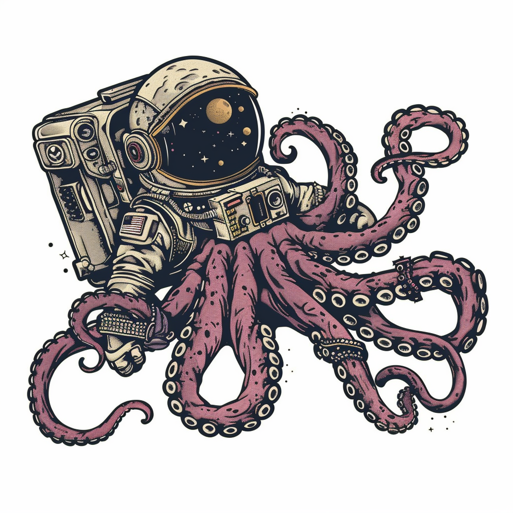 Sticker of an Octopus astronaut majestic Expressive surreal Vinyl Decal Sticker for Car, Laptop, Tumbler and more # F015395