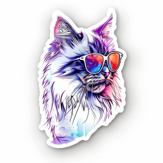 Adorable Turkish Angora Cat  Vinyl Decal Sticker for Car, Laptop, Tumbler and more # F020814-4" x 4"