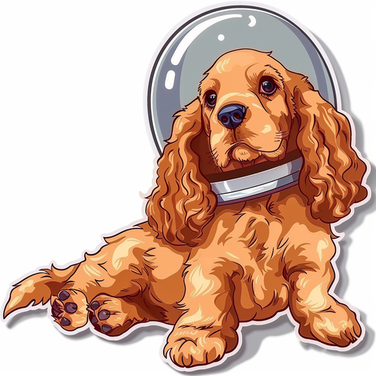 Cute and Adorable Cocker Spaniel Dog Expressive surreal Vinyl Decal Sticker for Car, Laptop, Tumbler and more # F019972-4" x 4"