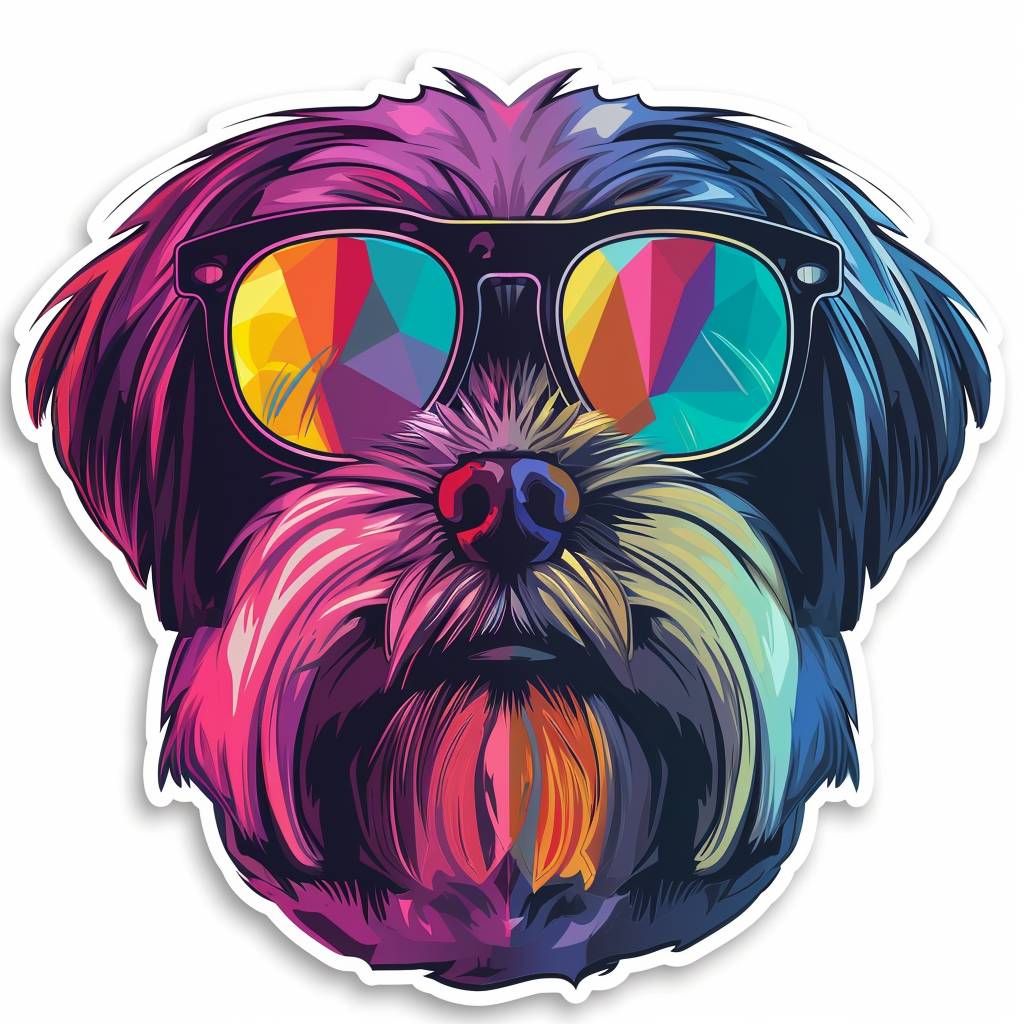 Adorable Shih Tzu Dog Expressive surreal Vinyl Decal Sticker for Car, Laptop, Tumbler and more # F018354