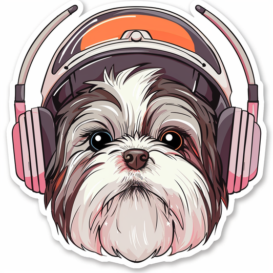 Adorable Shih Tzu Dog Expressive surreal Vinyl Decal Sticker for Car, Laptop, Tumbler and more # F018134