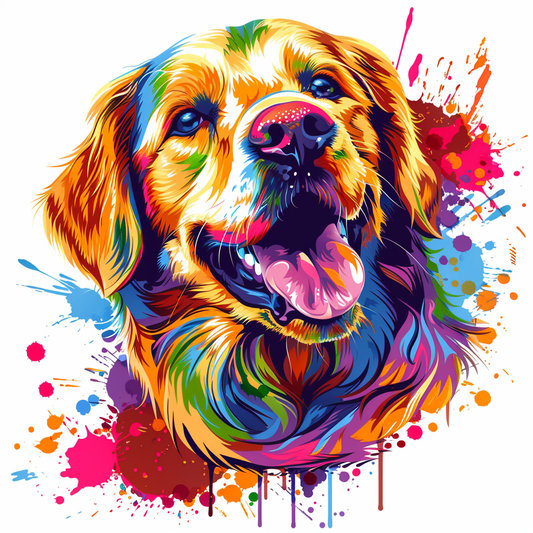 Golden Retriever Expressive surreal Vinyl Decal Sticker for Car, Laptop, Tumbler and more # F020385-4" x 4"