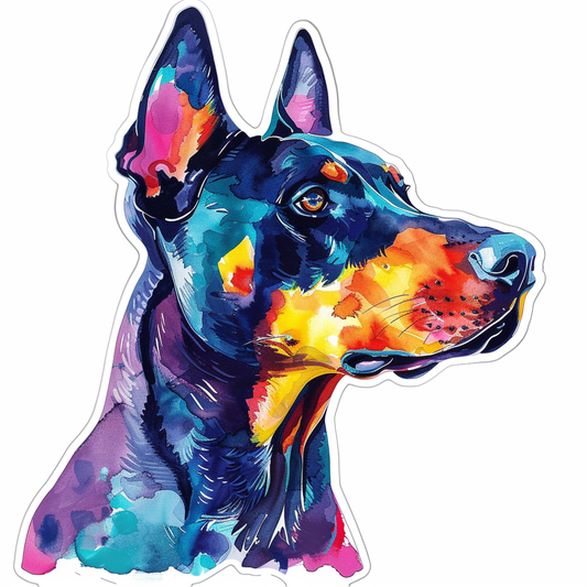 Sticker of a Doberman Pinscher Dog majestic Expressive surreal Vinyl Decal Sticker for Car, Laptop, Tumbler and more # F019215