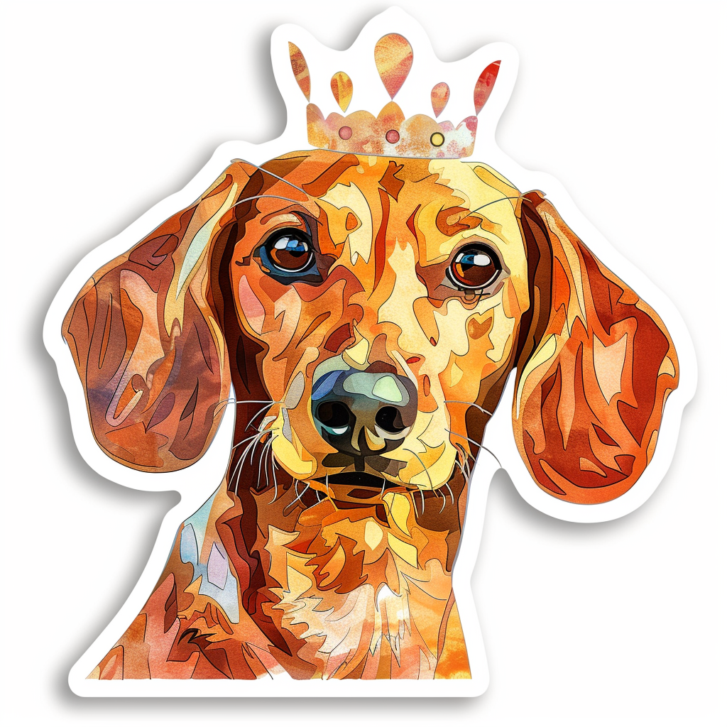 Dachshund Dog crowned Vinyl Decal Sticker for Car, Laptop, Tumbler and more # F013135