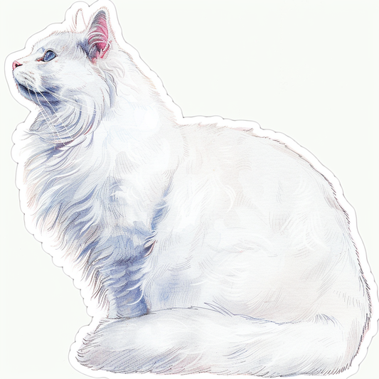 Adorable Turkish Angora Cat  Vinyl Decal Sticker for Car, Laptop, Tumbler and more # F020787-4" x 4"