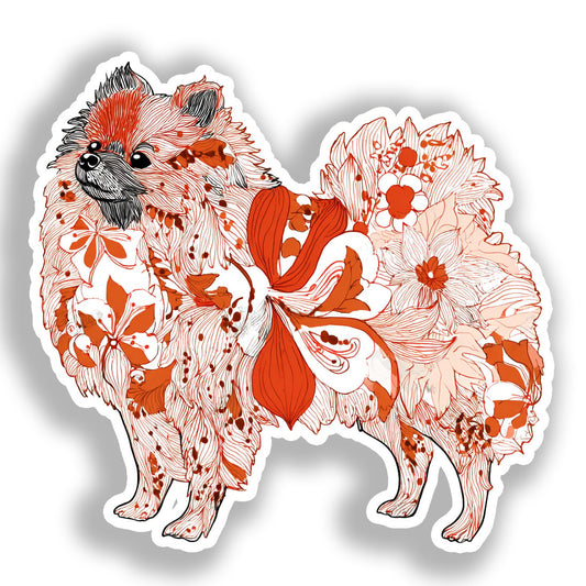 Pomeranian Dog Vinyl Decal Sticker for Car, Laptop, Tumbler and more # A017499-4" x 4"