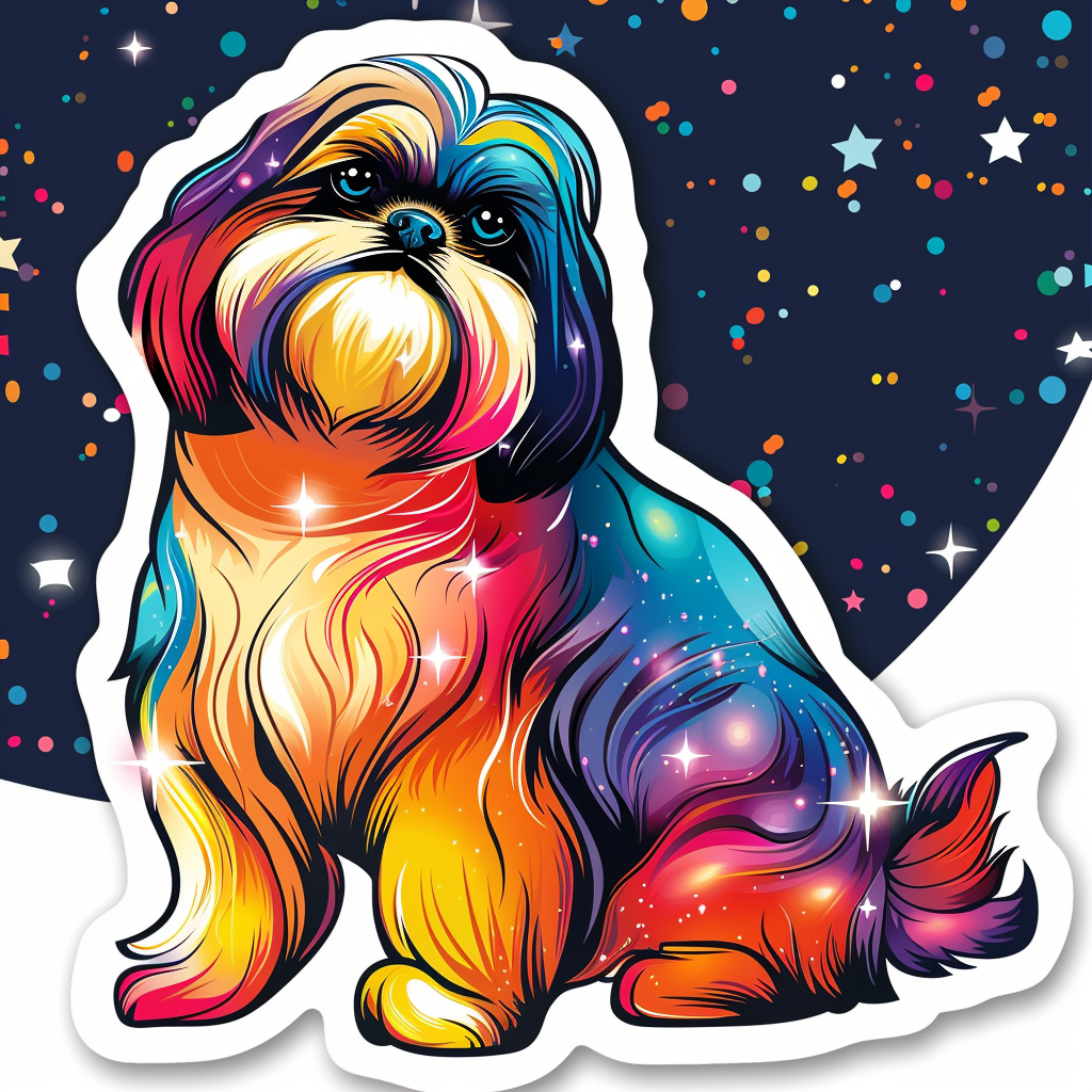 Adorable Shih Tzu Dog Expressive surreal Vinyl Decal Sticker for Car, Laptop, Tumbler and more # F018250