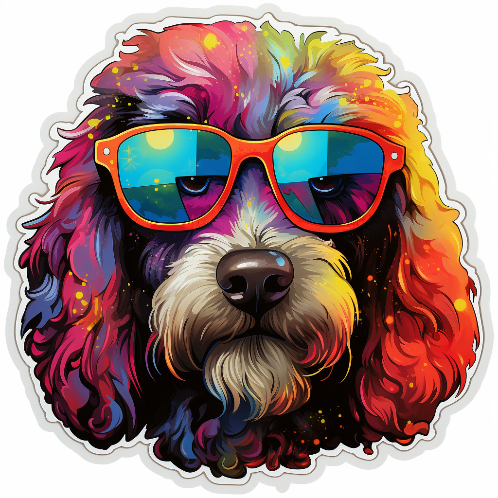 Poodle dog modern neon graffiti Vinyl Decal Sticker for Car, Laptop, Tumbler and more # F012177