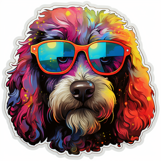 Poodle dog modern neon graffiti Vinyl Decal Sticker for Car, Laptop, Tumbler and more # F012177