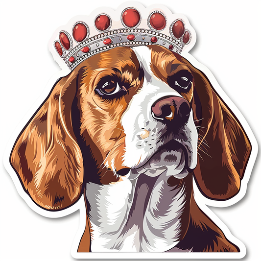 Beagle dog crowned Vinyl Decal Sticker for Car, Laptop, Tumbler and more # F011819
