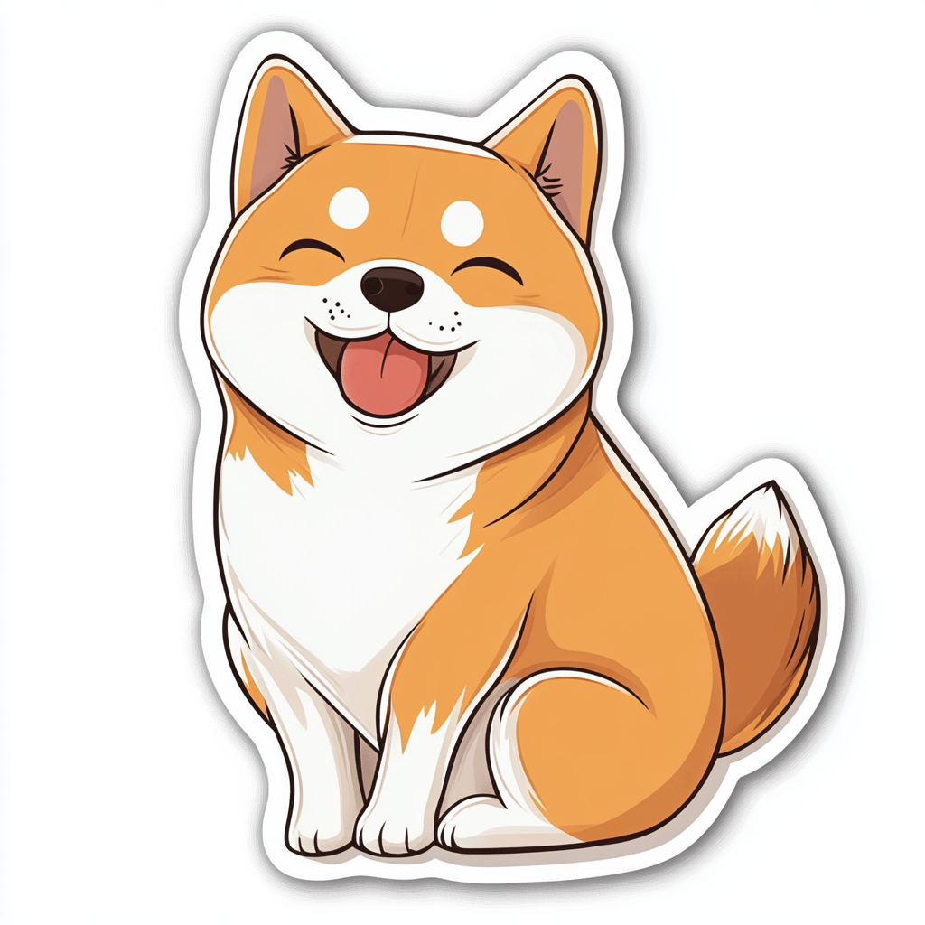 Shiba Inu sticker cartoon style Expressive surreal Vinyl Decal Sticker for Car, Laptop, Tumbler and more # F025827